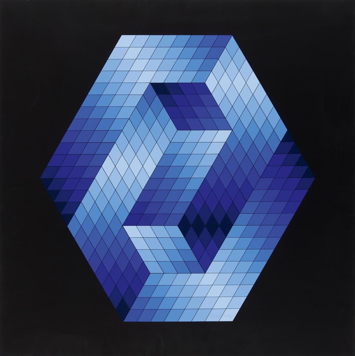 Victor Vasarely - Gestalt Blau, 59025-6, Van Ham Kunstauktionen