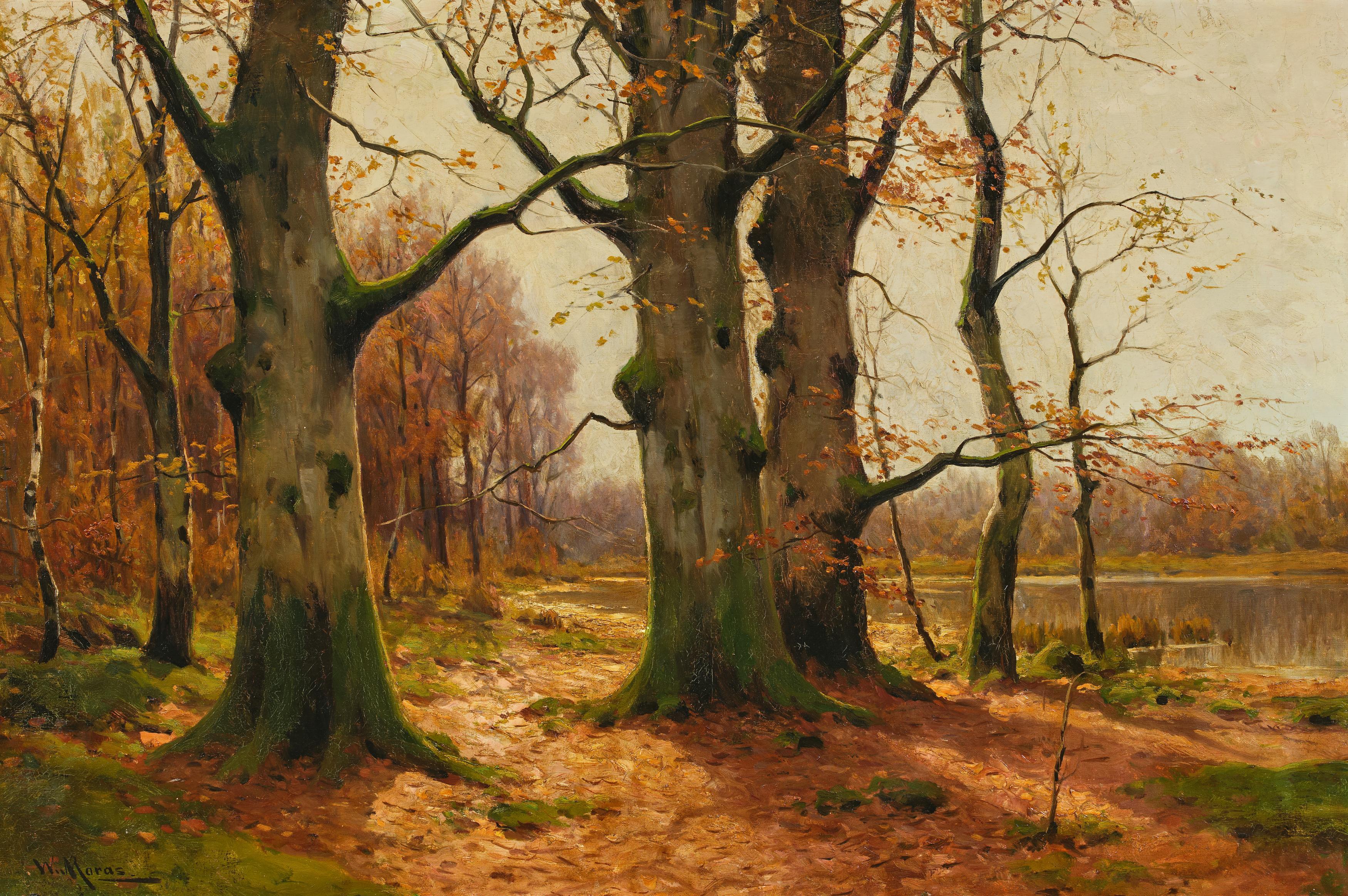 Walter Moras - Herbstwald am Seeufer, 81153-4, Van Ham Kunstauktionen