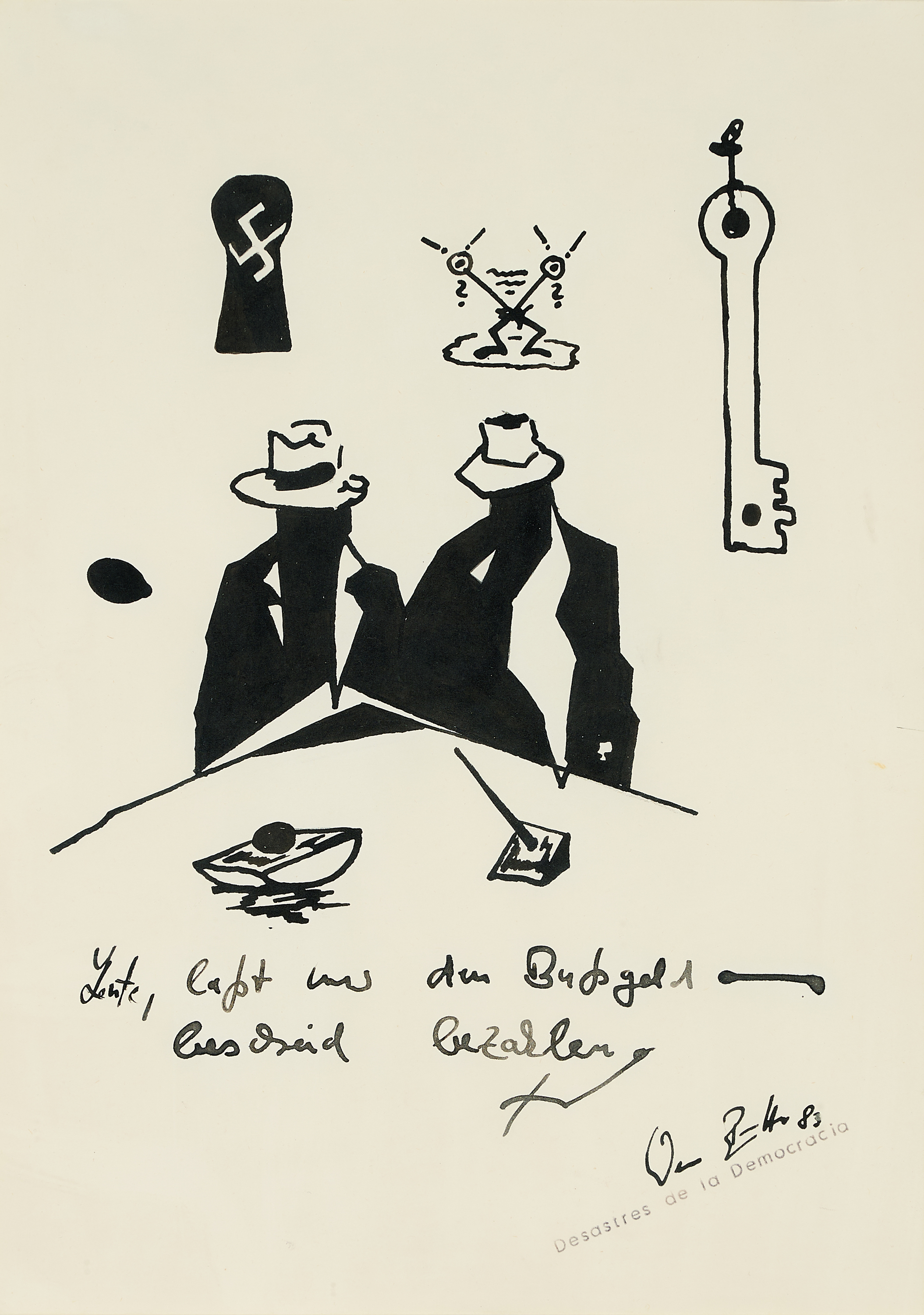 Werner Buettner - Ohne Titel Leute lasst uns den Bussgeldbescheid bezahlen, 81351-20, Van Ham Kunstauktionen