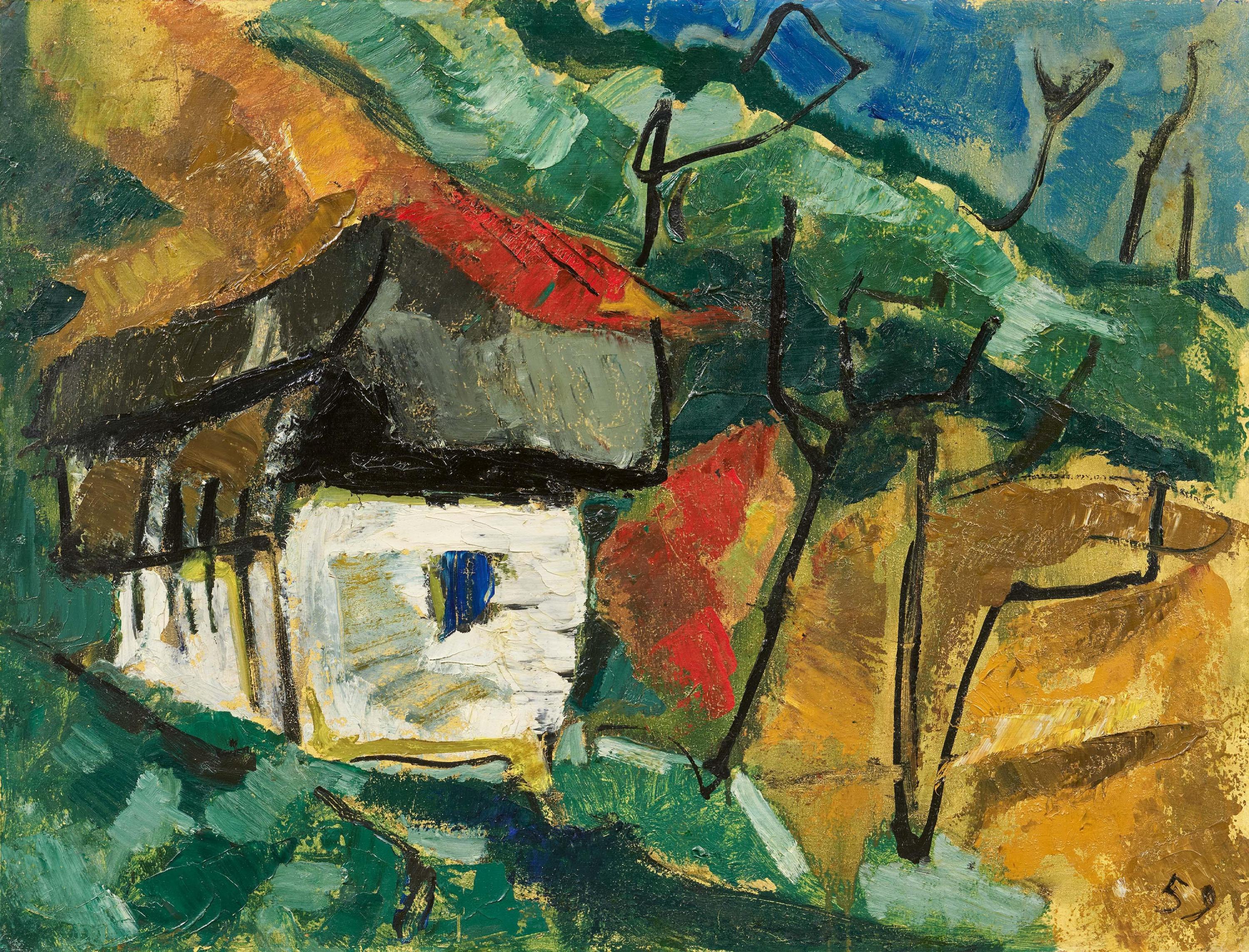 Werner Scholz - Landschaft mit rotem Haus, 77260-33, Van Ham Kunstauktionen