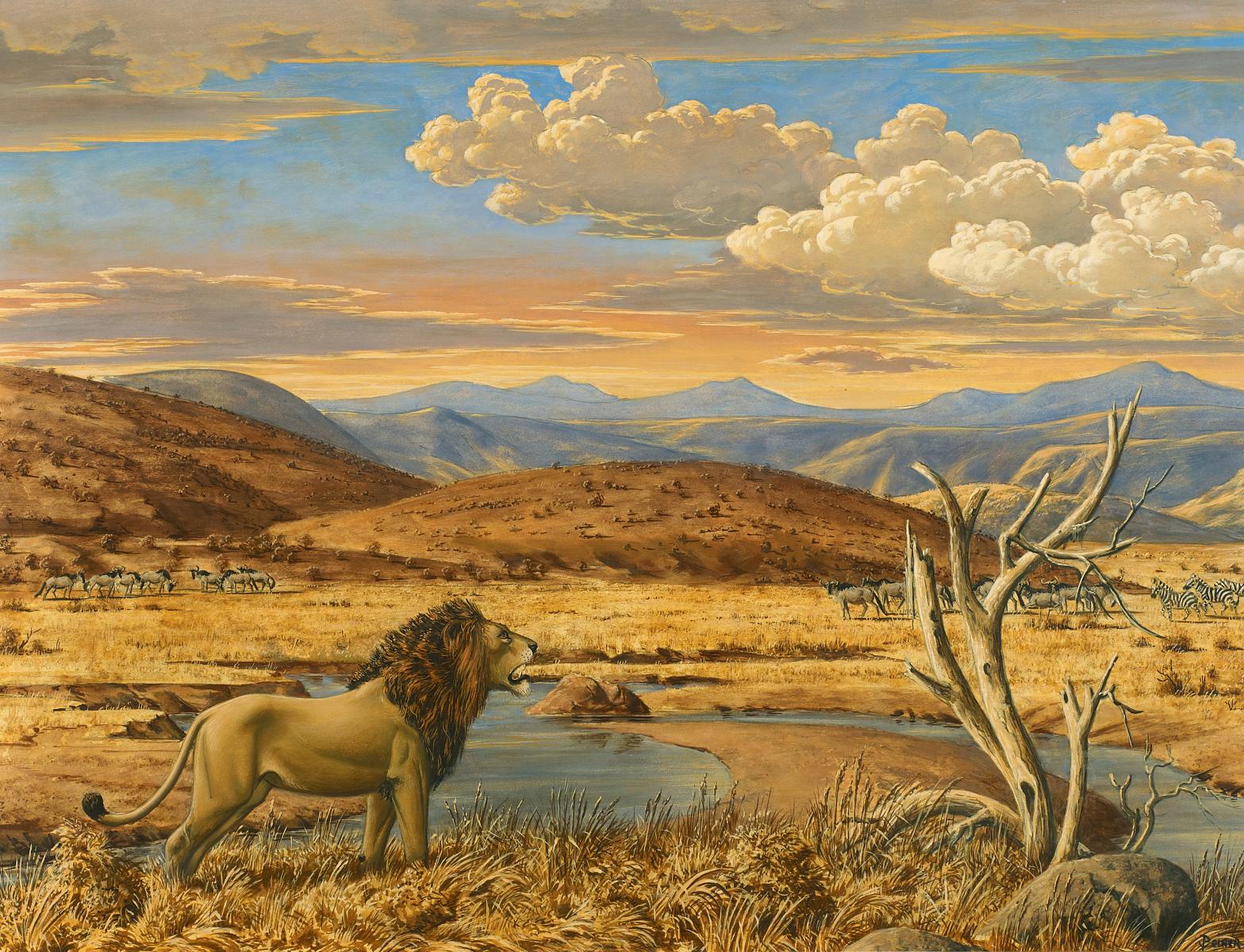 Ohne Titel Afrikanische Landschaft Mit Lowe Von Werner Peiner Kaufen Verkaufen Van Ham Kunstauktionen