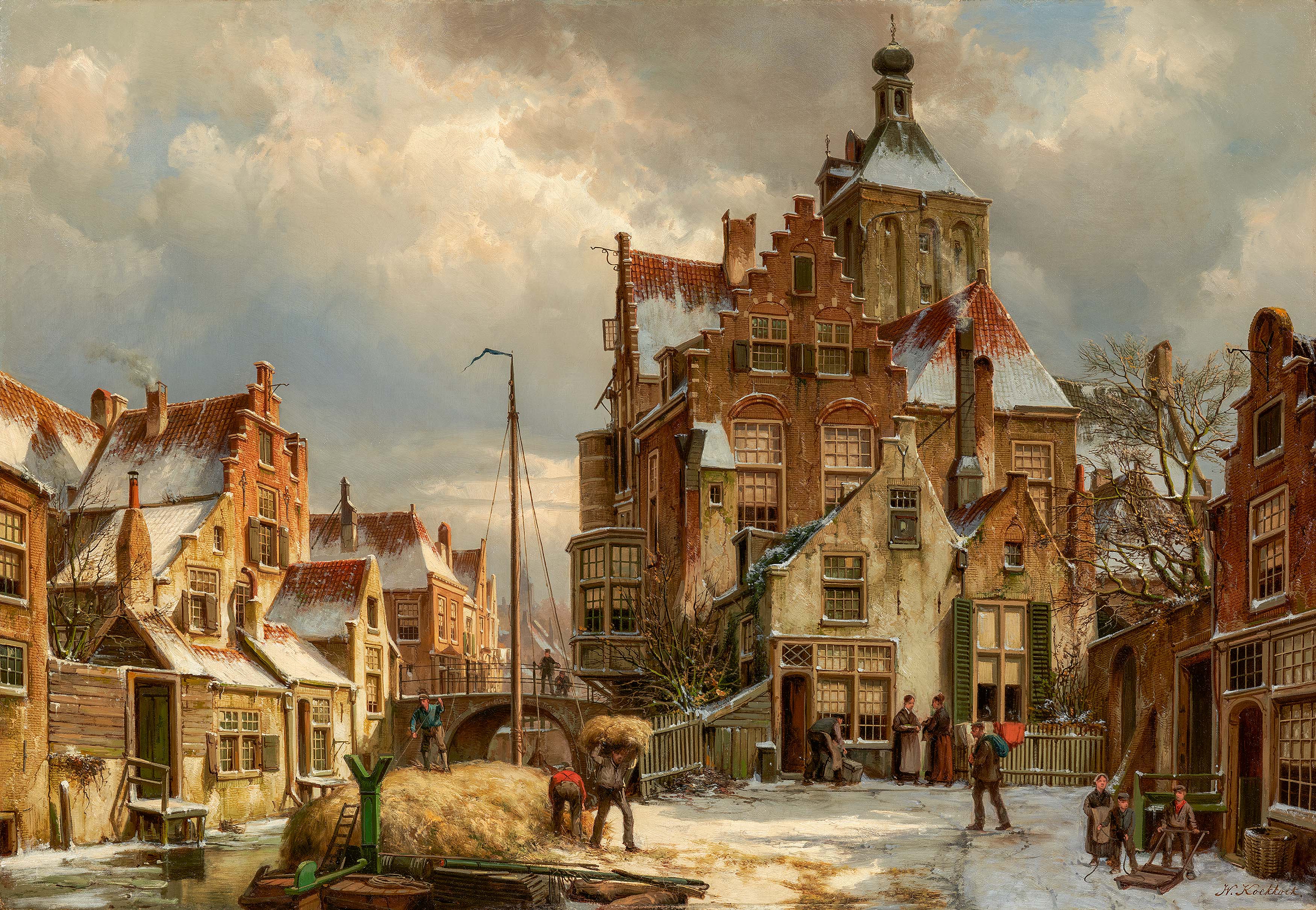 Willem Koekkoek - Winterliche Strassenszene in Culemborg bei Utrecht, 70552-1, Van Ham Kunstauktionen