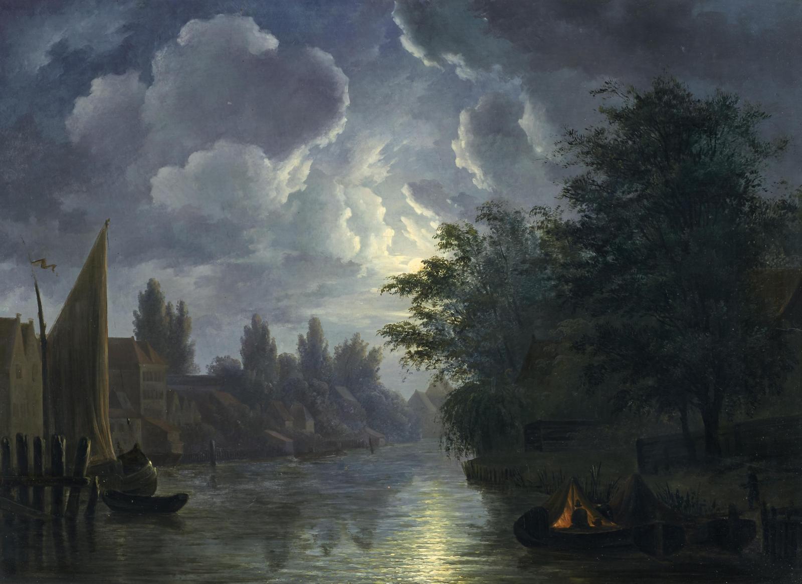 Willem de Klerk - Naechtliche Szene am Fluss, 58788-2, Van Ham Kunstauktionen