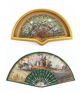 Verschiedene Herkunft - Faecher mit Rokokoszene und Faecher mit Vogeldekor, 75502-51, Van Ham Kunstauktionen