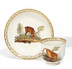 Dekor Den Haag - Tasse und Untertasse mit Leopard und Hirschkuh, 58116-50, Van Ham Kunstauktionen