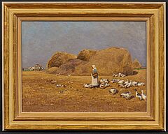 Hugo Muehlig - Maedchen mit Gaenseschar auf abgeernteten Feldern, 75682-2, Van Ham Kunstauktionen
