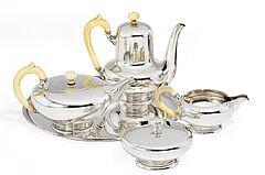 Fuenfteiliges Kaffee- und Teeservice mit Elfenbeingriffen, 58049-1, Van Ham Kunstauktionen