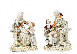Meissen - Gruppen Grossmutters Geburtstag und Grossvater mit Enkel, 58709-41, Van Ham Kunstauktionen