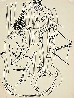 Ernst Ludwig Kirchner - Stehender und sitzender Akt im Tub, 73022-4, Van Ham Kunstauktionen