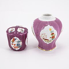Meissen - Teedose und kleine Dose mit Purpurfond und Kakiemon-Reserven, 76821-100, Van Ham Kunstauktionen