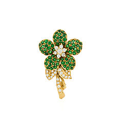 Tsavorit-Diamant-Brosche "Blume", 81947-28, Van Ham Kunstauktionen