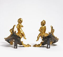 Frankreich - Paar grosse Kaminboecke mit musizierenden Amoretten Style Louis XV, 66488-11, Van Ham Kunstauktionen