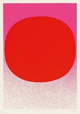Rupprecht Geiger - Variation Runde Farbe II leuchtrot warm mit Spritzer auf rosa kalt, 56494-13, Van Ham Kunstauktionen