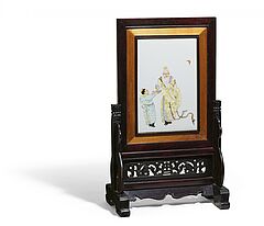 Tisch-Stellschirm mit Shoulao und Dienerknabe, 66656-14, Van Ham Kunstauktionen