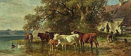 Friedrich Voltz - Hirten mit Vieh am Wasser, 79135-1, Van Ham Kunstauktionen