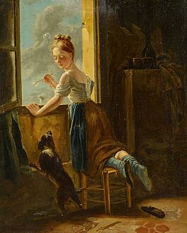 Johann Heinrich Jacobi - Junges Maedchen mit Seifenblasen am Fenster, 65343-2, Van Ham Kunstauktionen