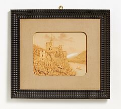 Deutschland - Kleines Korkdiorama mit Ansicht Burg Rheinsteins bei St Goar, 69840-72, Van Ham Kunstauktionen