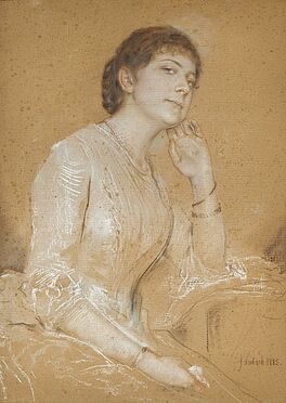 Franz Seraph von Lenbach - Portraet einer vornehmen jungen Dame in elegantem Kleid, 77065-3, Van Ham Kunstauktionen