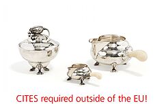 Georg Jensen - Zuckerdose Milchkaennchen amp Sahnekaennchen Blossom, 70507-7, Van Ham Kunstauktionen