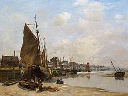 Jacobus Hendricus Maris - Hollaendische Gracht mit anliegenden Booten, 64508-1, Van Ham Kunstauktionen