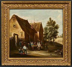 Niederlaendische Schule - Bauersleute vor dem Wirtshaus, 73593-13, Van Ham Kunstauktionen