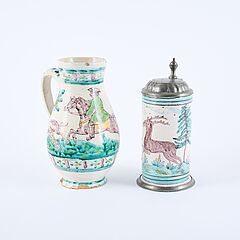 Birnkrung und Walzenkrug mit Jagdmotiven, 81740-14, Van Ham Kunstauktionen