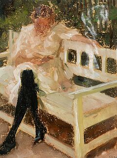 Carl von Marr - Dora Marr lesend auf der Gartenbank, 56640-58, Van Ham Kunstauktionen