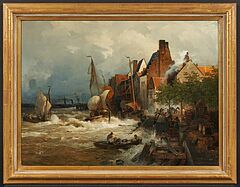 Andreas Achenbach - Heimkehrende Fischerboote bei Sturmflut, 73120-1, Van Ham Kunstauktionen