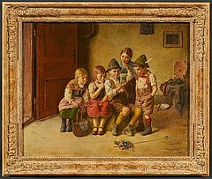 Edmund Adler - Kinder mit einem Wetterfrosch im Glas, 76137-1, Van Ham Kunstauktionen
