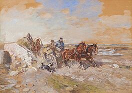 Gregor von Bochmann - Weite estnische Landschaft mit Bauern auf Pferdewagen, 75012-1, Van Ham Kunstauktionen