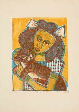 Otto Dix - Maedchen mit Katze II Kopf schraeg, 57069-2, Van Ham Kunstauktionen