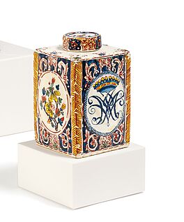 Delft - Teedose mit Monogramm unter Krone, 80867-1, Van Ham Kunstauktionen