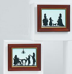 South Germany possibly Franken - Ein Paar Hinterglasgemaelde Vater mit Soehnen und Mutter mit Toechtern als Silhouettendarstellungen, 80922-10, Van Ham Kunstauktionen