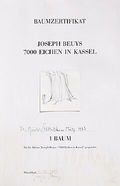 Joseph Beuys - Baumzertifikat Joseph Beuys - 7000 Eichen in Kassel, 58062-57, Van Ham Kunstauktionen