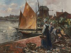 Hans Jörg Wagner - Fischhändler an einem holländischen Hafen, 82161-1, Van Ham Kunstauktionen
