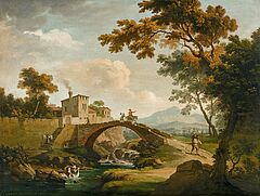 Italienischer Meister - Landschaft mit Reisenden, 54927-7, Van Ham Kunstauktionen