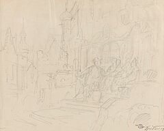 Carl Spitzweg - Zwei Zeichnung: Armstudie und Straßenszene, 82290-5, Van Ham Kunstauktionen