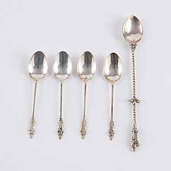 Gruppe von 15 Loeffeln amp 1 Zuckerzange, 77291-12, Van Ham Kunstauktionen