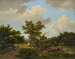 Marianus Adrianus Koekkoek - Hirten mit ihrem Vieh an der Traenke, 65129-1, Van Ham Kunstauktionen