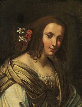 Florentiner Schule - Portraet einer Dame mit Blumenschmuck im Haar, 76053-1, Van Ham Kunstauktionen
