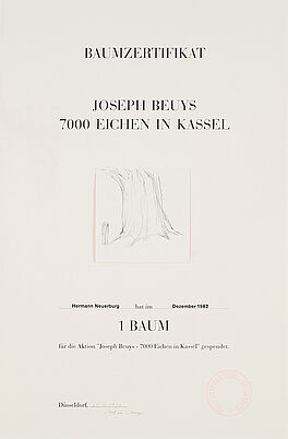 Joseph Beuys - Baumzertifikat: Joseph Beuys. 7000 Eichen in Kassel, 82152-16, Van Ham Kunstauktionen