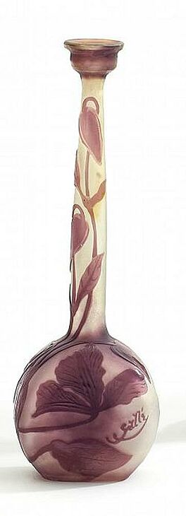 Emile Galle - Kleine Soliflore mit Lotusblumendekor, 56342-1, Van Ham Kunstauktionen