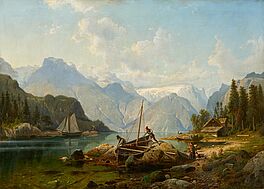 Johannes Bartholomaeus Duntze - Fischer in einem norwegischen Fjord, 73171-1, Van Ham Kunstauktionen