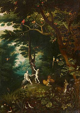 Jan dJ Brueghel - Adam und Eva im Paradies mit den verbotenen Fruechten, 68001-1, Van Ham Kunstauktionen