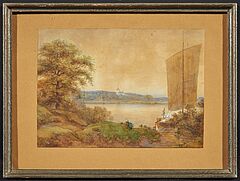 Ernst Ferdinand Oehme - Landschaft an der Elbe, 76834-1, Van Ham Kunstauktionen