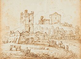 Giovanni Battista Busiri - Landschaft mit Ruinen und Schaefern, 76101-7, Van Ham Kunstauktionen