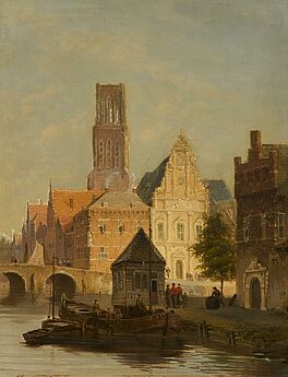 Lambertus Hardenberg - Szene am Kanal in einer niederlaendischen Stadt Utrecht, 77377-5, Van Ham Kunstauktionen