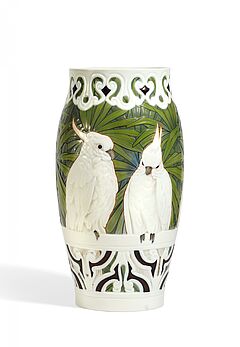 Kopenhagen Bing  Groendahl - Grosse Unikat-Vase mit Kakadus, 81600-7, Van Ham Kunstauktionen