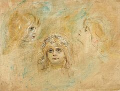 Franz Seraph von Lenbach - Drei Engelskoepfe Marion Portraetstudien der Tochter Lenbachs, 77229-1, Van Ham Kunstauktionen