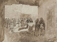 Friedrich Kallmorgen - Konvolut aus zwei Zeichnungen Markt in Chioggia und Schleifer, 69447-91, Van Ham Kunstauktionen